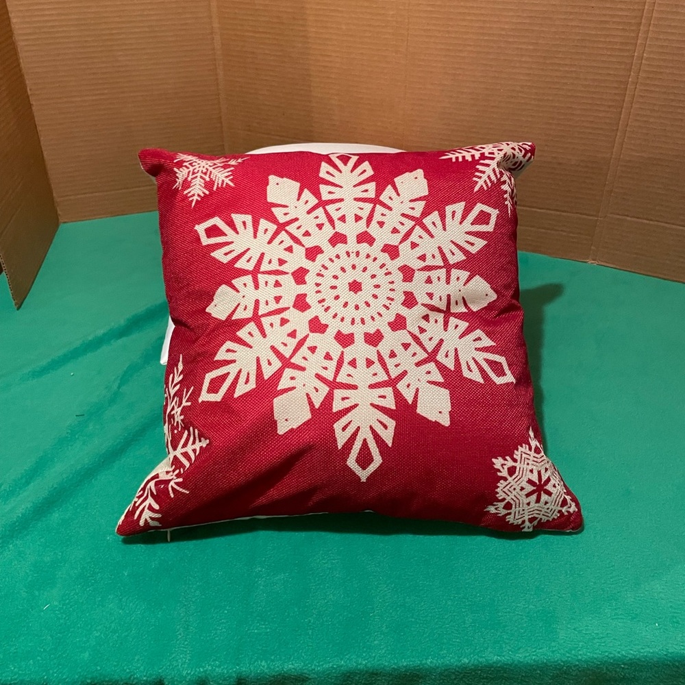 Winter Throw Pillow with Snowflake